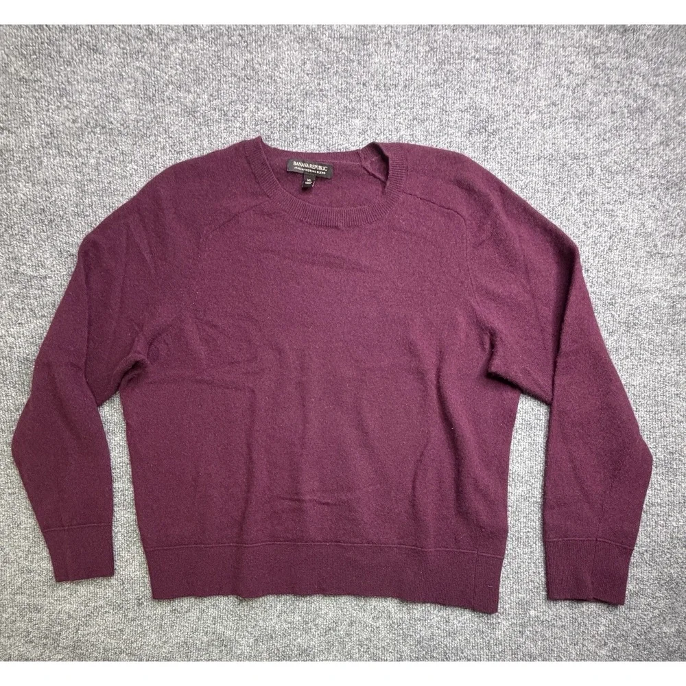 Banana Republic Sweater Men XL Red Maroon Merino Wool Crew Neck Pullover